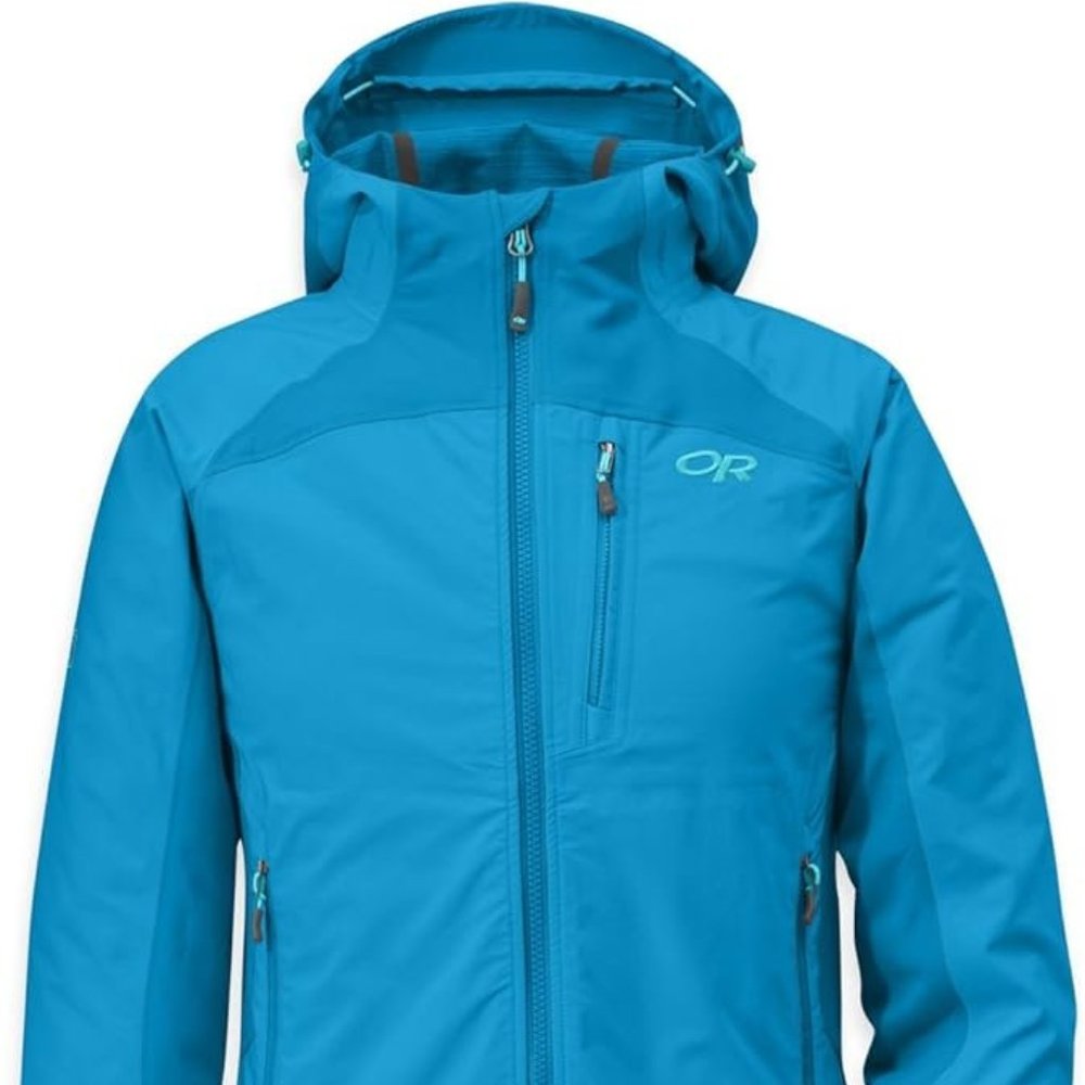 NWT Outdoor Research Sz. L Enchainment Jacket - Soft Shell Coat Hydro Blue OR